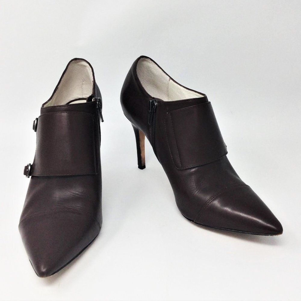 Bettye Muller Heeled Leather Bootie Brown
